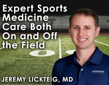 Sports medicine specialist, Dr Lickteig, on football field, Kingman, KS